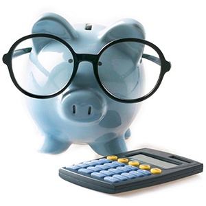 Piggy bank with glasses