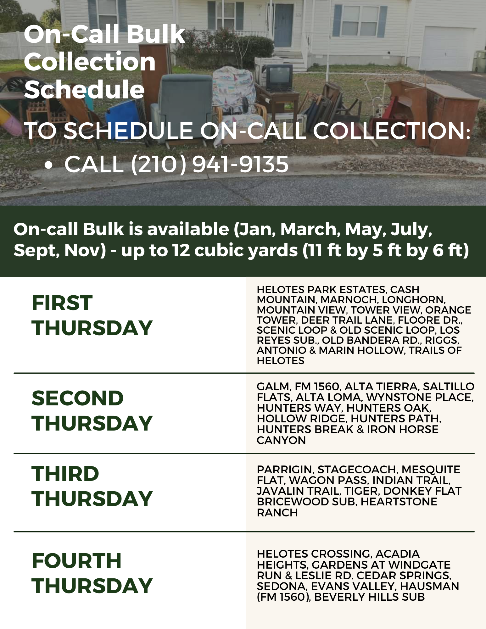 Bulk & Brush Pickup Schedules City of Helotes